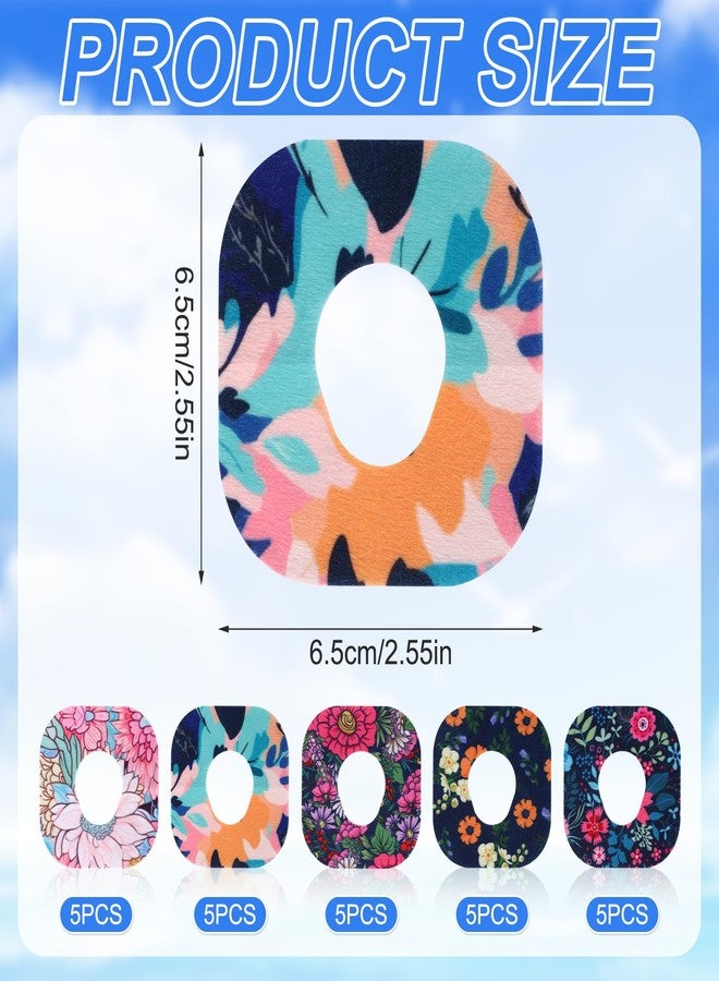 XIHIRCD 25pcs Sensor Covers for Dexcom G7, Waterproof Blood Sugar Monitor Patch Flower Pattern Adhesive Patches Sensor Sticker Accessories Compatible with Dexcom G7(Flower Styles) - Image 2